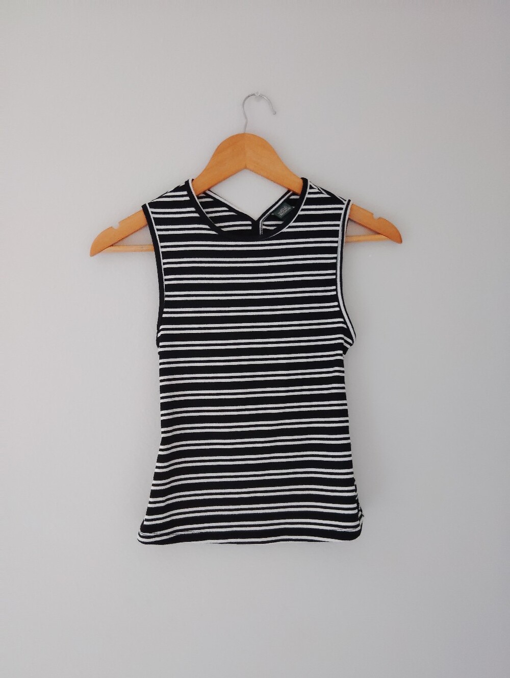 Wild Fable Sleeveless Black & White Striped Ribbed Tank Top